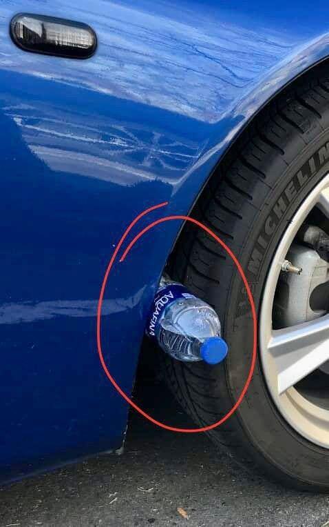 If a plastic bottle is spotted on your tire, be sure to give it your full attention.